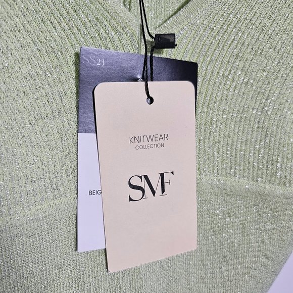 🏷️NWT SMF Knit Top w/ Lurex In Lime - Size Medium - Picture 10 of 12